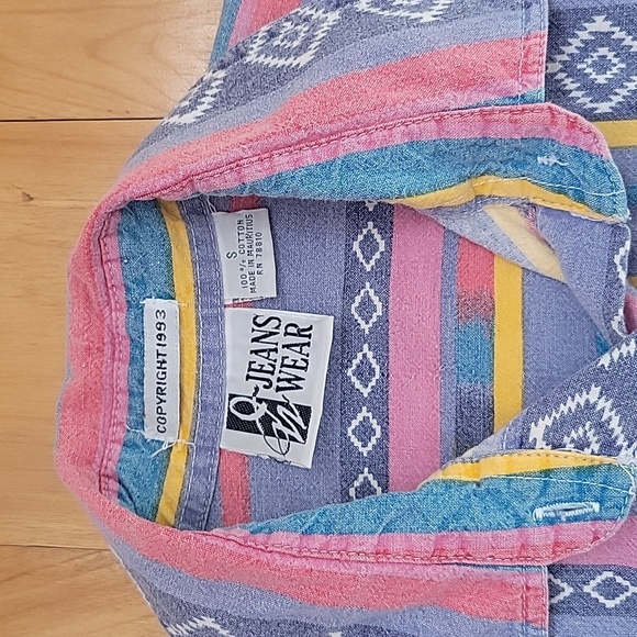 VTG jeans wear multi colored cowgirl size small shirt - Picture 2 of 6